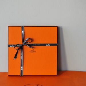Hermes orange 90cm scarf box with ribbon and shopping bag mint
